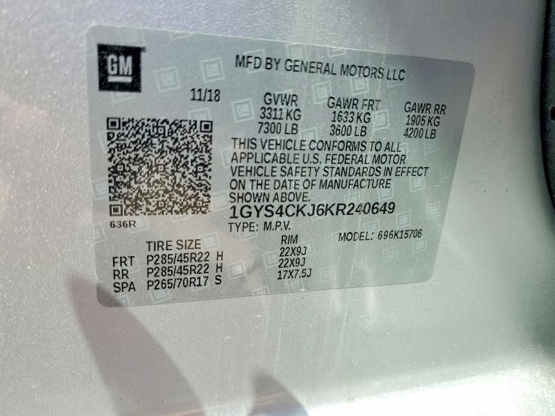 Продажа на аукционе авто 2019 Cadillac Escalade, vin: 1GYS4CKJ6KR240649, номер лота: 66457566