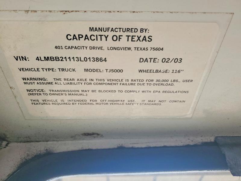 Aukcja sprzedaży 2003 Capacity Of Texas Tj5000, vin: 4LMBB21113L013864, numer aukcji: 67730726