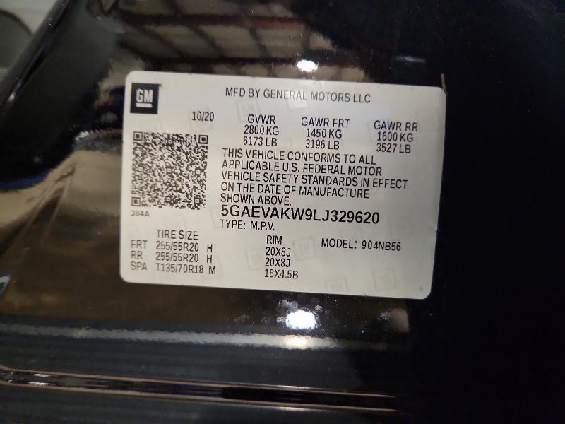63587576 :رقم المزاد ، 5GAEVAKW9LJ329620 vin ، 2020 Buick Enclave مزاد بيع