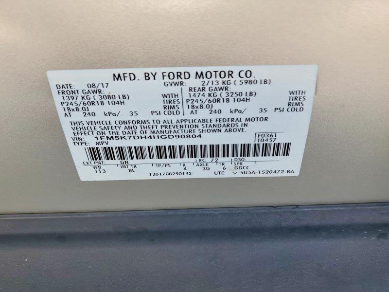 Продажа на аукционе авто 2017 Ford Explorer, vin: 1FM5K7DH4HGD90804, номер лота: 70003406