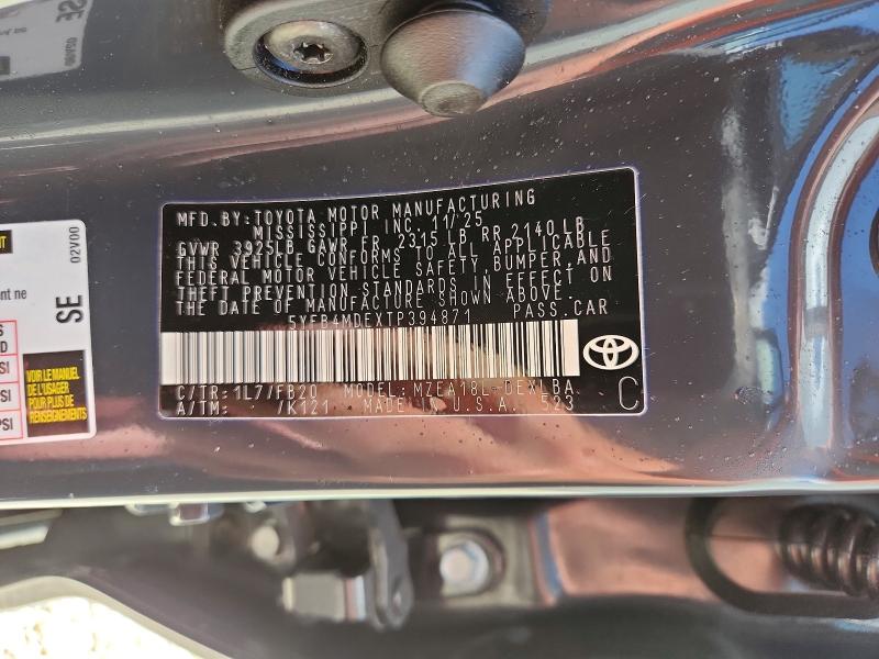 Продаж на аукціоні авто 2026 Toyota Corolla, vin: 5YFB4MDEXTP394871, номер лоту: 67808686