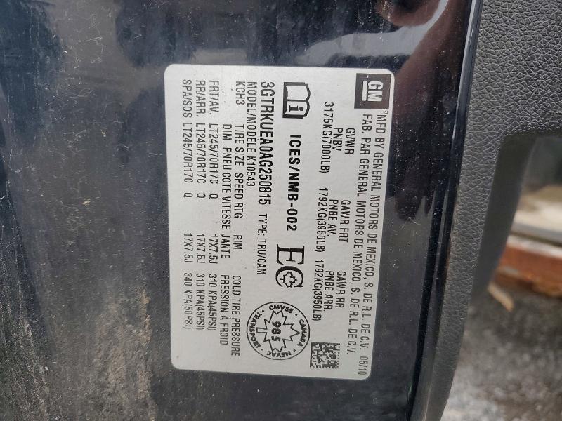 67488546 :رقم المزاد ، 3GTRKUEA0AG250815 vin ، 2010 Gmc Sierra مزاد بيع