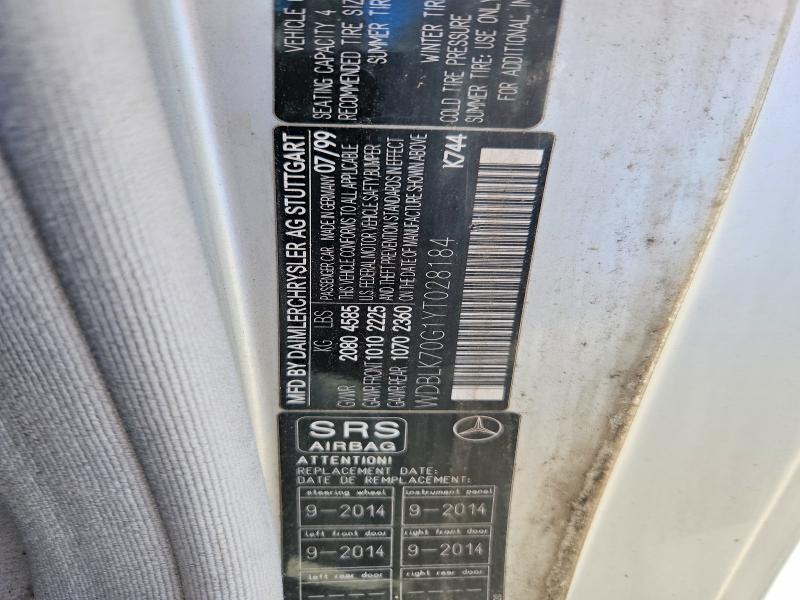 Aukcja sprzedaży 2000 Mercedes-benz Clk, vin: WDBLK70G1YT028184, numer aukcji: 67520686