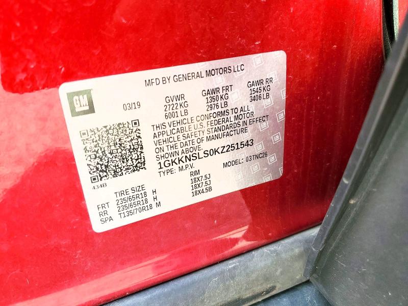 Aukcja sprzedaży 2019 Gmc Acadia, vin: 1GKKNSLS0KZ251543, numer aukcji: 67748556