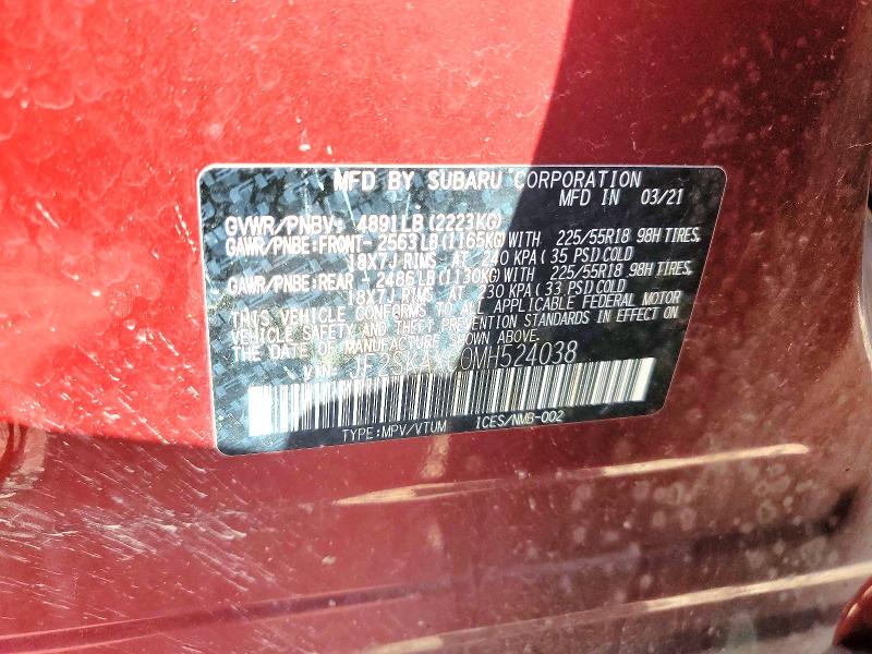Aukcja sprzedaży 2021 Subaru Forester, vin: JF2SKAXC0MH524038, numer aukcji: 70058526