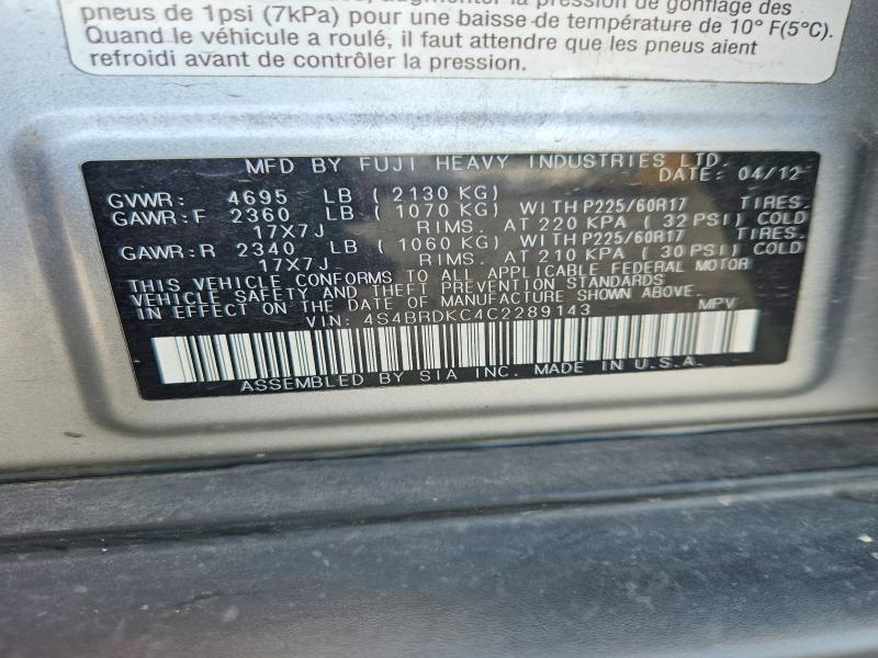 Продаж на аукціоні авто 2012 Subaru Outback, vin: 4S4BRDKC4C2289143, номер лоту: 67389166