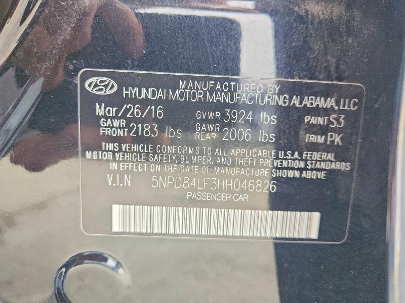 2017 Hyundai Elantra მანქანა იყიდება აუქციონზე, vin: 5NPD84LF3HH046826, აუქციონის ნომერი: 68714546