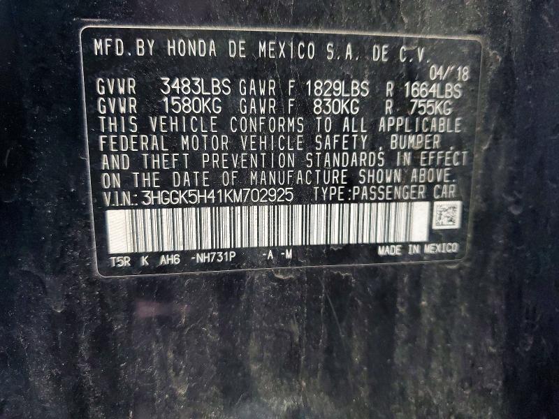 2019 Honda Fit მანქანა იყიდება აუქციონზე, vin: 3HGGK5H41KM702925, აუქციონის ნომერი: 69649086