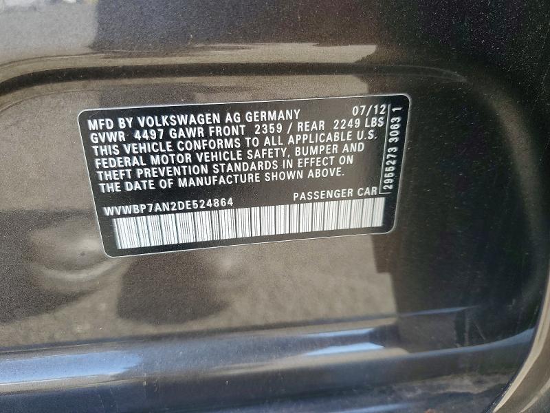 Продажа на аукционе авто 2013 Volkswagen Cc, vin: WVWBP7AN2DE524864, номер лота: 69038836