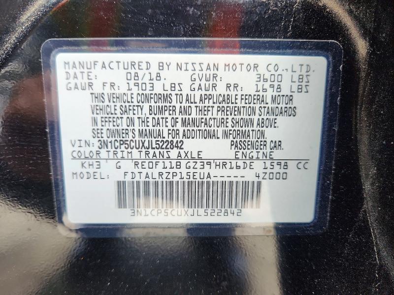 Aukcja sprzedaży 2018 Nissan Kicks, vin: 3N1CP5CUXJL522842, numer aukcji: 69421396