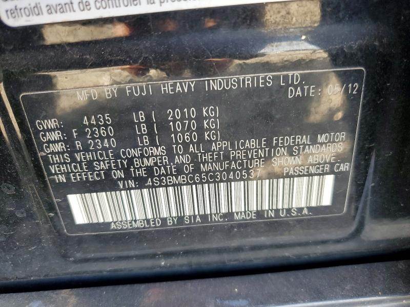 68030066 :رقم المزاد ، 4S3BMBC65C3040537 vin ، 2012 Subaru Legacy مزاد بيع