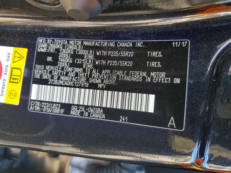 Aukcja sprzedaży 2017 Lexus Rx 350, vin: 2T2BZMCA0HC127919, numer aukcji: 68562006