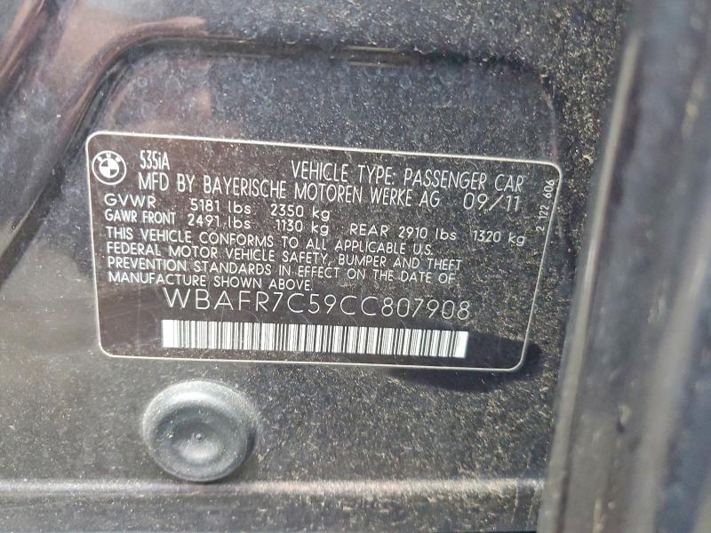 Продажа на аукционе авто 2012 Bmw 535, vin: WBAFR7C59CC807908, номер лота: 67495956
