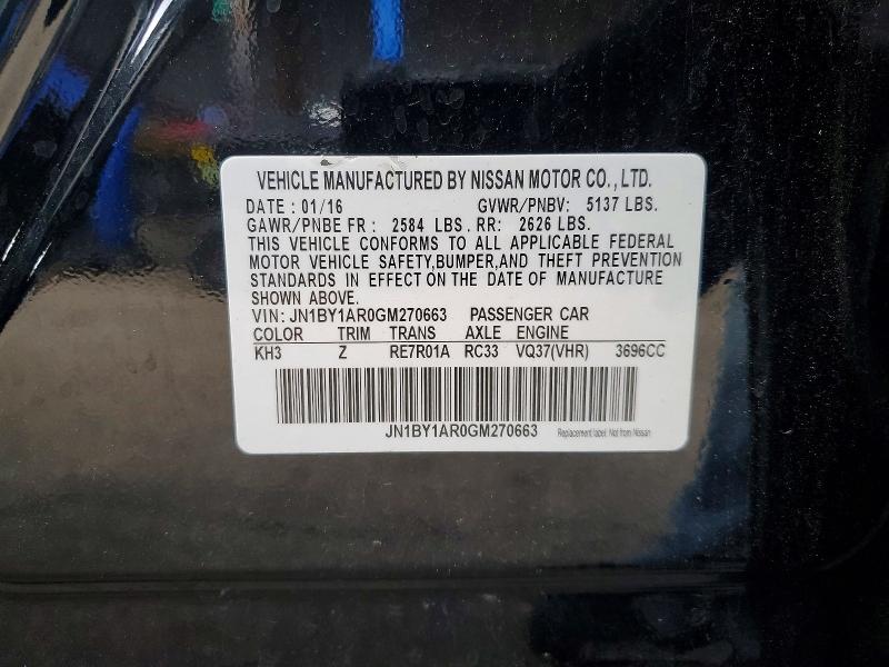 Продаж на аукціоні авто 2016 Infiniti Q70, vin: JN1BY1AR0GM270663, номер лоту: 70361116