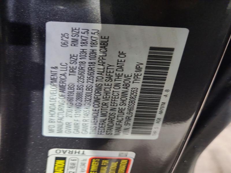 Продажа на аукционе авто 2025 Honda Odyssey, vin: 5FNRL6H60SB082553, номер лота: 71088806