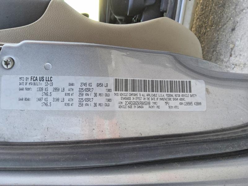 Aukcja sprzedaży 2019 Dodge Grand Caravan, vin: 2C4RDGBG5KR805208, numer aukcji: 70376966
