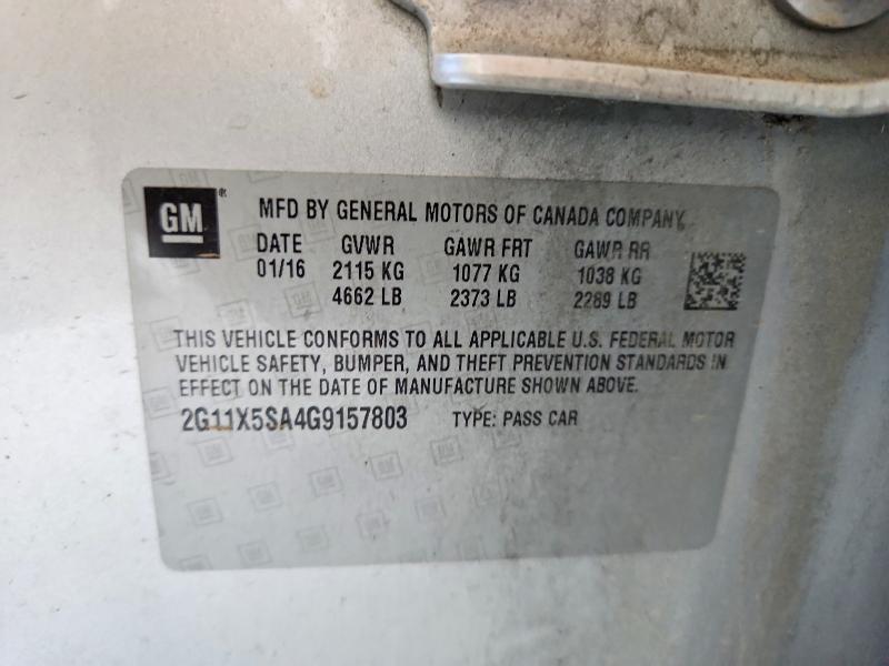 67916066 :رقم المزاد ، 2G11X5SA4G9157803 vin ، 2016 Chevrolet Impala مزاد بيع