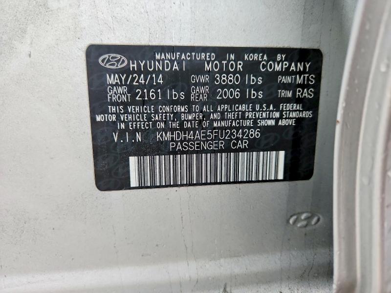 Aukcja sprzedaży 2015 Hyundai Elantra, vin: KMHDH4AE5FU234286, numer aukcji: 69015986