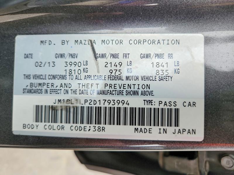 Aukcja sprzedaży 2013 Mazda 3, vin: JM1BL1LP2D1793994, numer aukcji: 70930116