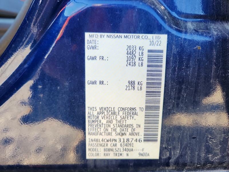 2023 Nissan Altima მანქანა იყიდება აუქციონზე, vin: 1N4BL4CW4PN318746, აუქციონის ნომერი: 70331866