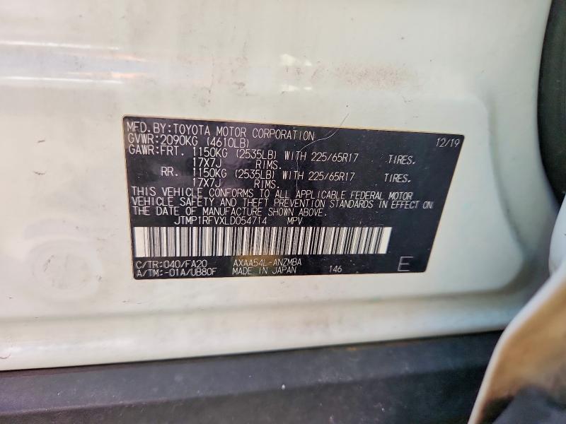 69115566 :رقم المزاد ، JTMP1RFVXLD054714 vin ، 2020 Toyota Rav4 مزاد بيع