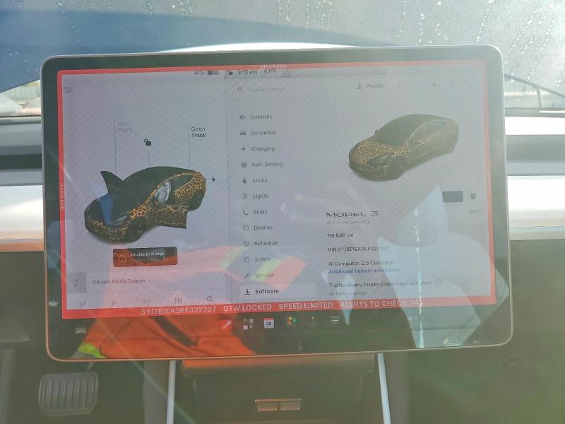 2019 Tesla Model 3 მანქანა იყიდება აუქციონზე, vin: 5YJ3E1EA3KF322707, აუქციონის ნომერი: 70460216