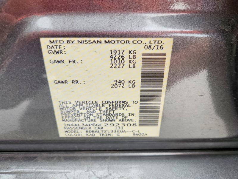 69698076 :رقم المزاد ، 1N4AL3AP6GC292308 vin ، 2016 Nissan Altima مزاد بيع