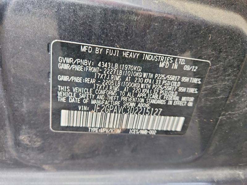 2013 Subaru Xv Crosstrek მანქანა იყიდება აუქციონზე, vin: JF2GPAVC3D2215127, აუქციონის ნომერი: 70186516