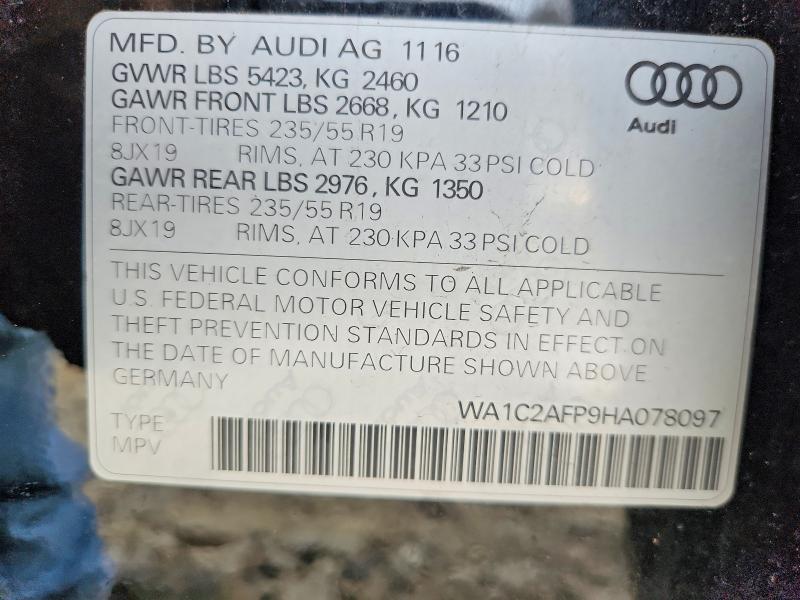 Продажа на аукционе авто 2017 Audi Q5, vin: WA1C2AFP9HA078097, номер лота: 68163116