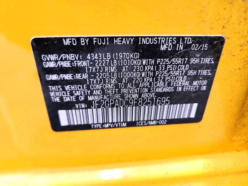 Продажа на аукционе авто 2015 Subaru Xv Crosstrek, vin: JF2GPADC9F8251695, номер лота: 68390126