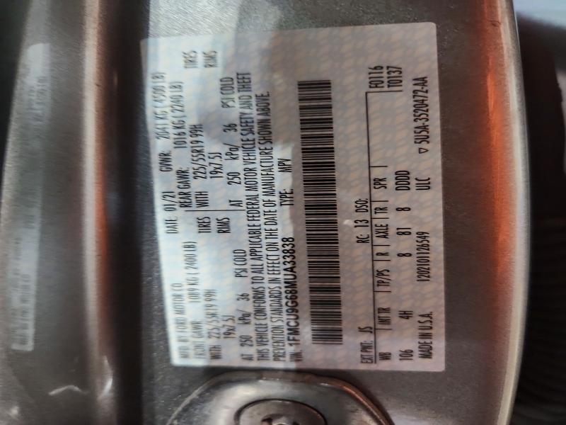 2021 Ford Escape მანქანა იყიდება აუქციონზე, vin: 1FMCU9G68MUA33838, აუქციონის ნომერი: 67494996