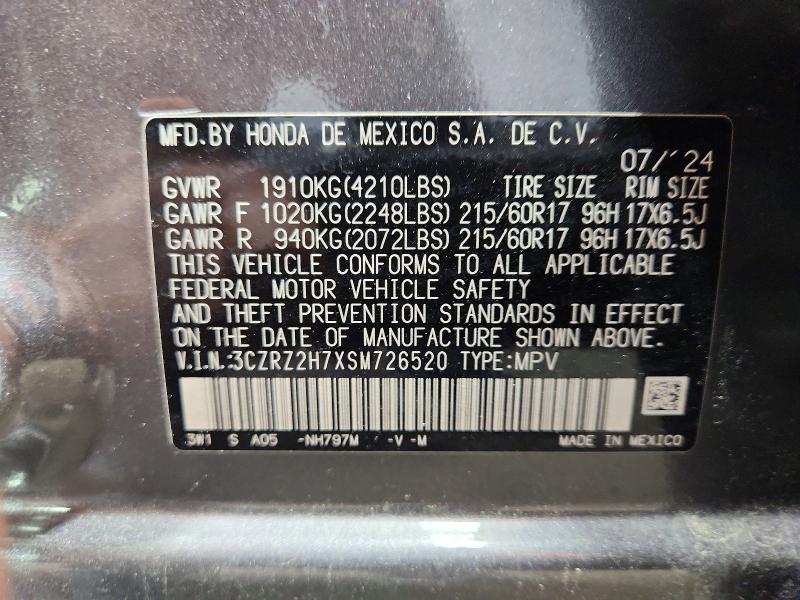 Продажа на аукционе авто 2025 Honda Hr-v, vin: 3CZRZ2H7XSM726520, номер лота: 67166646