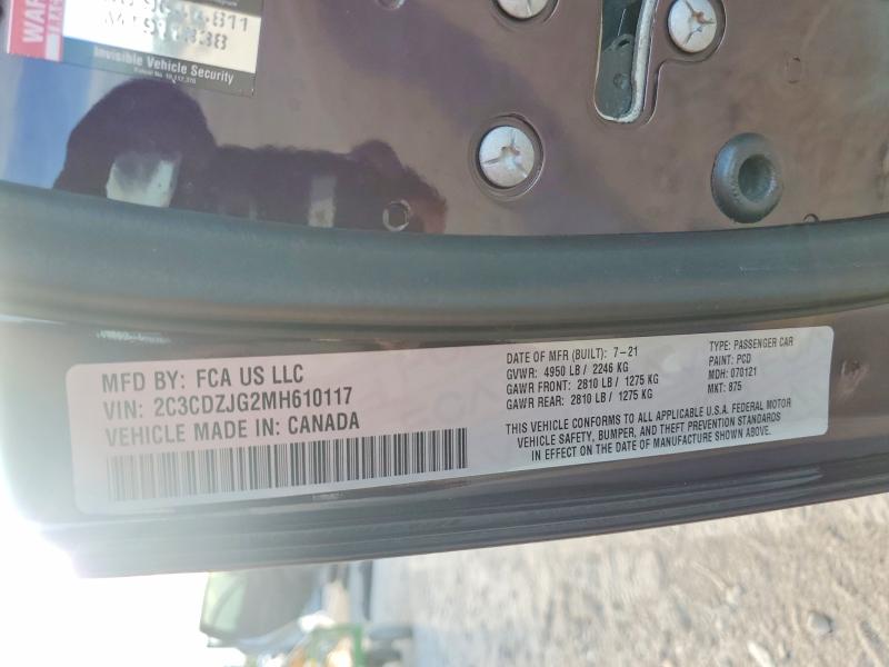 2021 Dodge Challenger მანქანა იყიდება აუქციონზე, vin: 2C3CDZJG2MH610117, აუქციონის ნომერი: 67825186