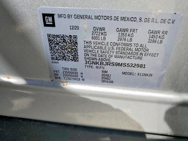 Aukcja sprzedaży 2021 Chevrolet Blazer, vin: 3GNKBJRS9MS532981, numer aukcji: 68323336