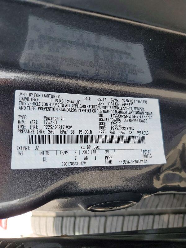 Продаж на аукціоні авто 2017 Ford C-max, vin: 1FADP5FU9HL111117, номер лоту: 69897736