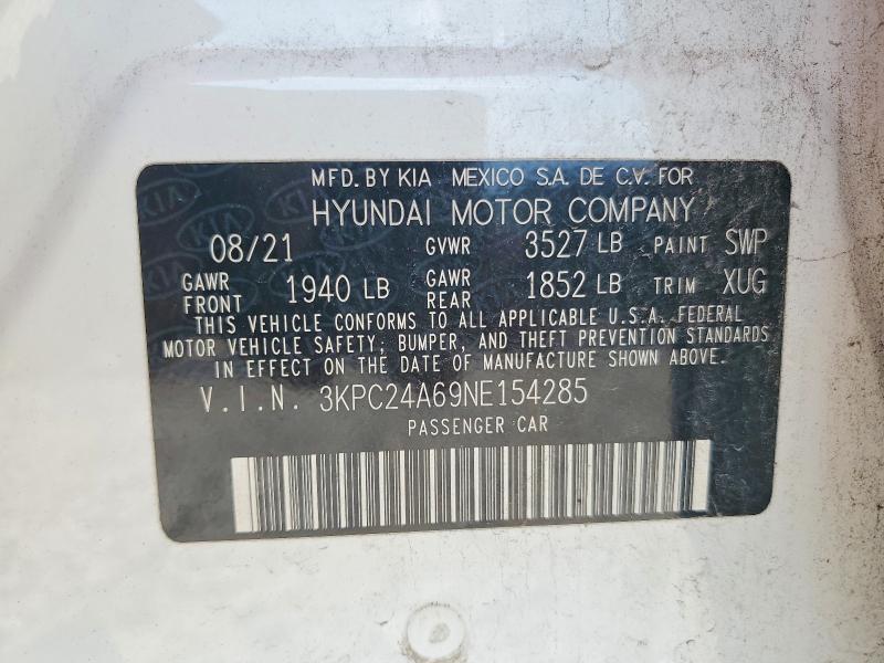 Продажа на аукционе авто 2022 Hyundai Accent, vin: 3KPC24A69NE154285, номер лота: 70411876