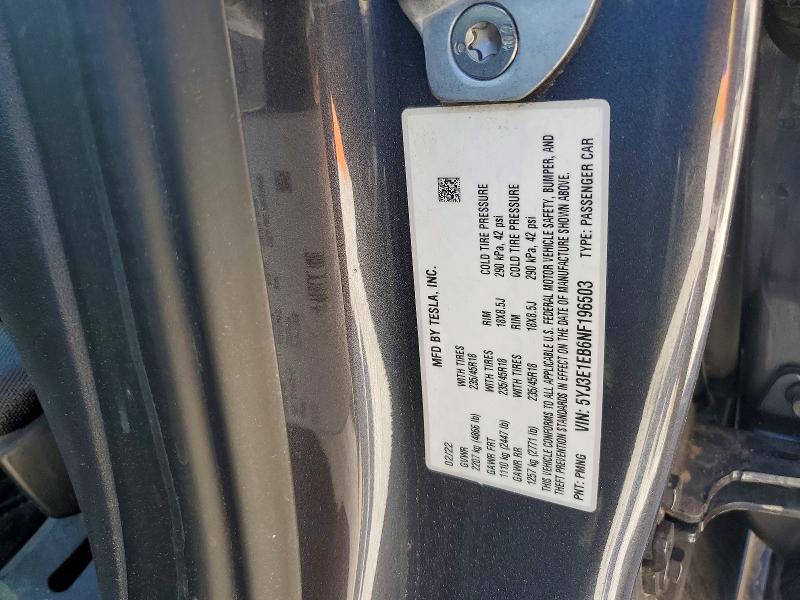 Продажа на аукционе авто 2022 Tesla Model 3, vin: 5YJ3E1EB6NF196503, номер лота: 69006056