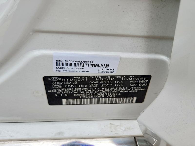 70271206 :رقم المزاد ، KMHE34L13GA016914 vin ، 2016 Hyundai Sonata Hybrid مزاد بيع