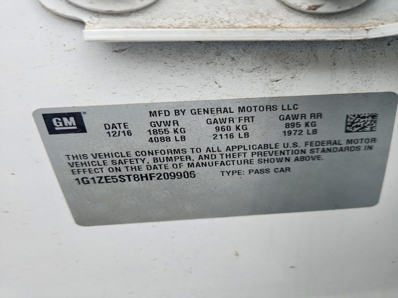 70535446 :رقم المزاد ، 1G1ZE5ST8HF209906 vin ، 2017 Chevrolet Malibu مزاد بيع