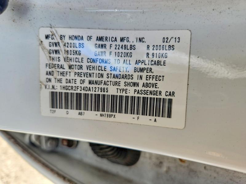 2013 Honda Accord მანქანა იყიდება აუქციონზე, vin: 1HGCR2F34DA127965, აუქციონის ნომერი: 68657836