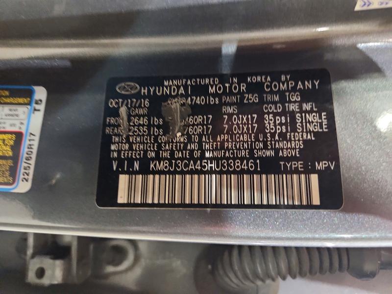 69571116 :رقم المزاد ، KM8J3CA45HU338461 vin ، 2017 Hyundai Tucson مزاد بيع