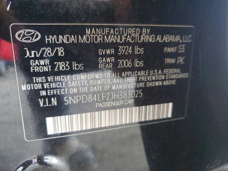 Auction sale of the 2018 Hyundai Elantra, vin: 5NPD84LF2JH383025, lot number: 67749236