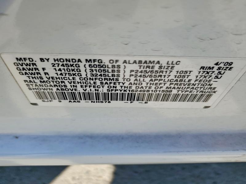 Aukcja sprzedaży 2009 Honda Ridgeline, vin: 5FPYK16249B101558, numer aukcji: 69559586