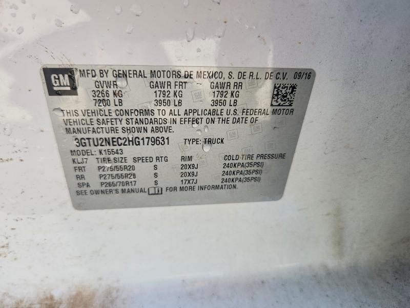 67617636 :رقم المزاد ، 3GTU2NEC2HG179631 vin ، 2017 Gmc Sierra مزاد بيع