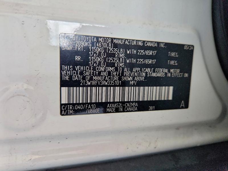68872466 :رقم المزاد ، 2T3W1RFV3RW335101 vin ، 2024 Toyota Rav4 مزاد بيع