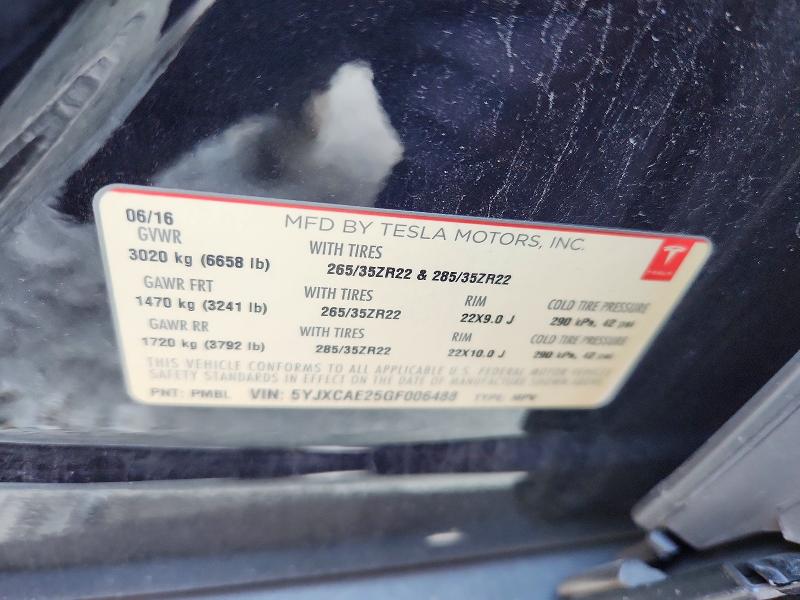 Aukcja sprzedaży 2016 Tesla Model X, vin: 5YJXCAE25GF006488, numer aukcji: 69634436
