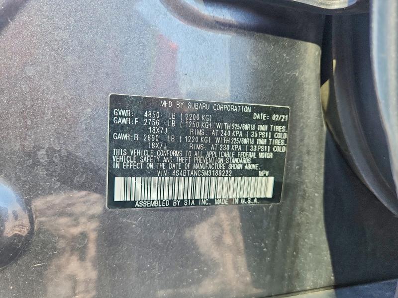 66217816 :رقم المزاد ، 4S4BTANC5M3189222 vin ، 2021 Subaru Outback مزاد بيع