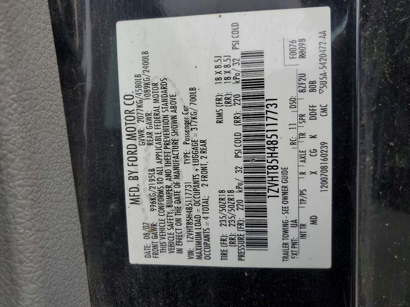 Aukcja sprzedaży 2008 Ford Mustang, vin: 1ZVHT85H485117731, numer aukcji: 69786476