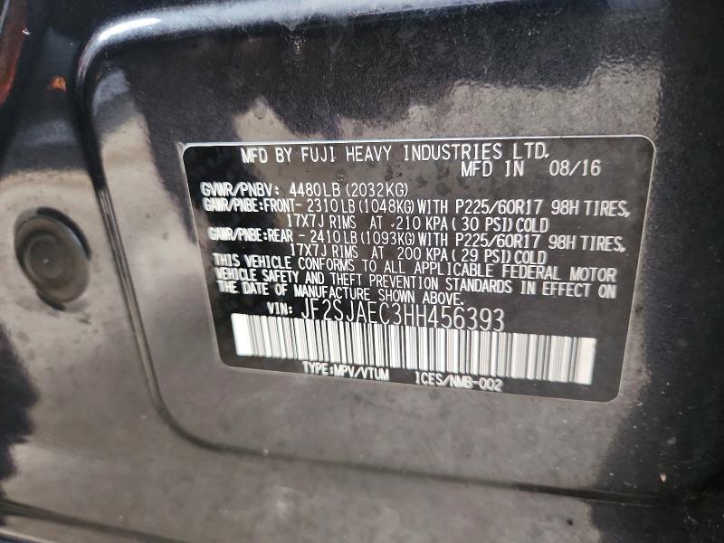 2017 Subaru Forester მანქანა იყიდება აუქციონზე, vin: JF2SJAEC3HH456393, აუქციონის ნომერი: 68938466