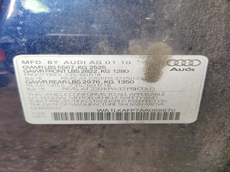 Aukcja sprzedaży 2010 Audi Q5, vin: WA1LKAFP7AA068870, numer aukcji: 70025286